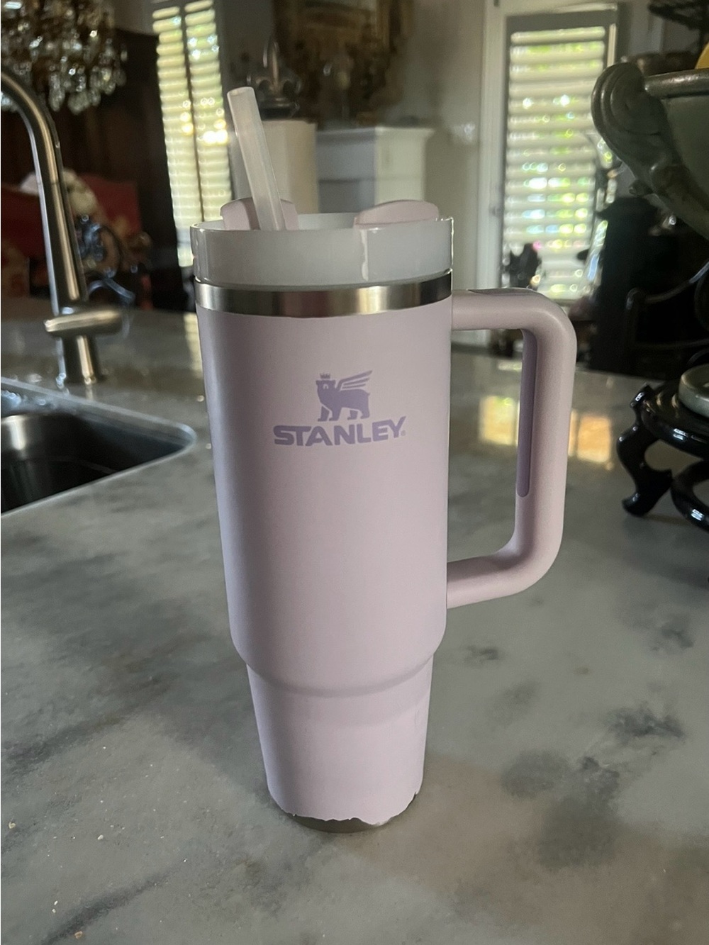 Stanley Lilac Travel Tumbler with Handle and Straw